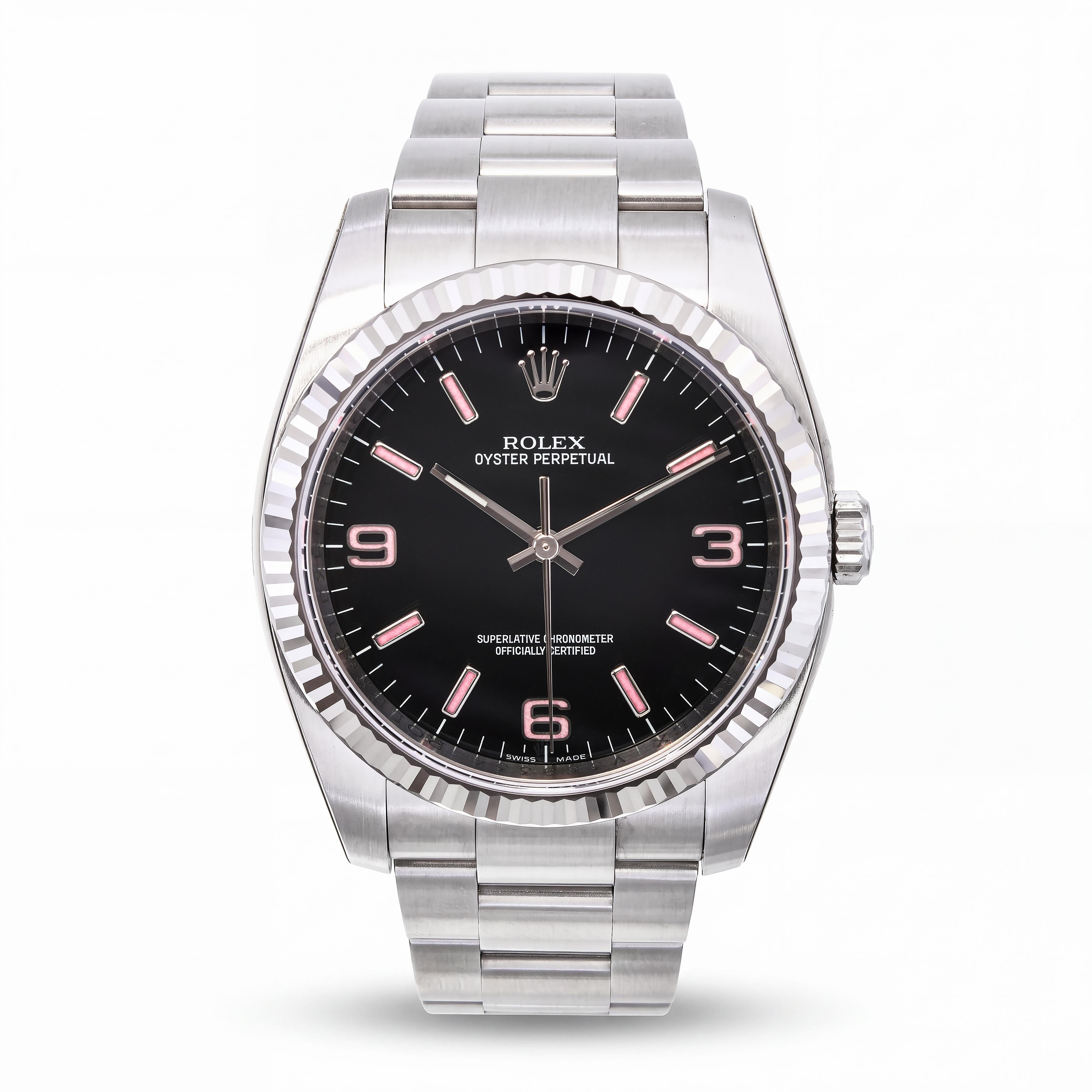 Rolex Oyster Perpetual 36mm Pink Stick Dial Men's Watch Ref 116034