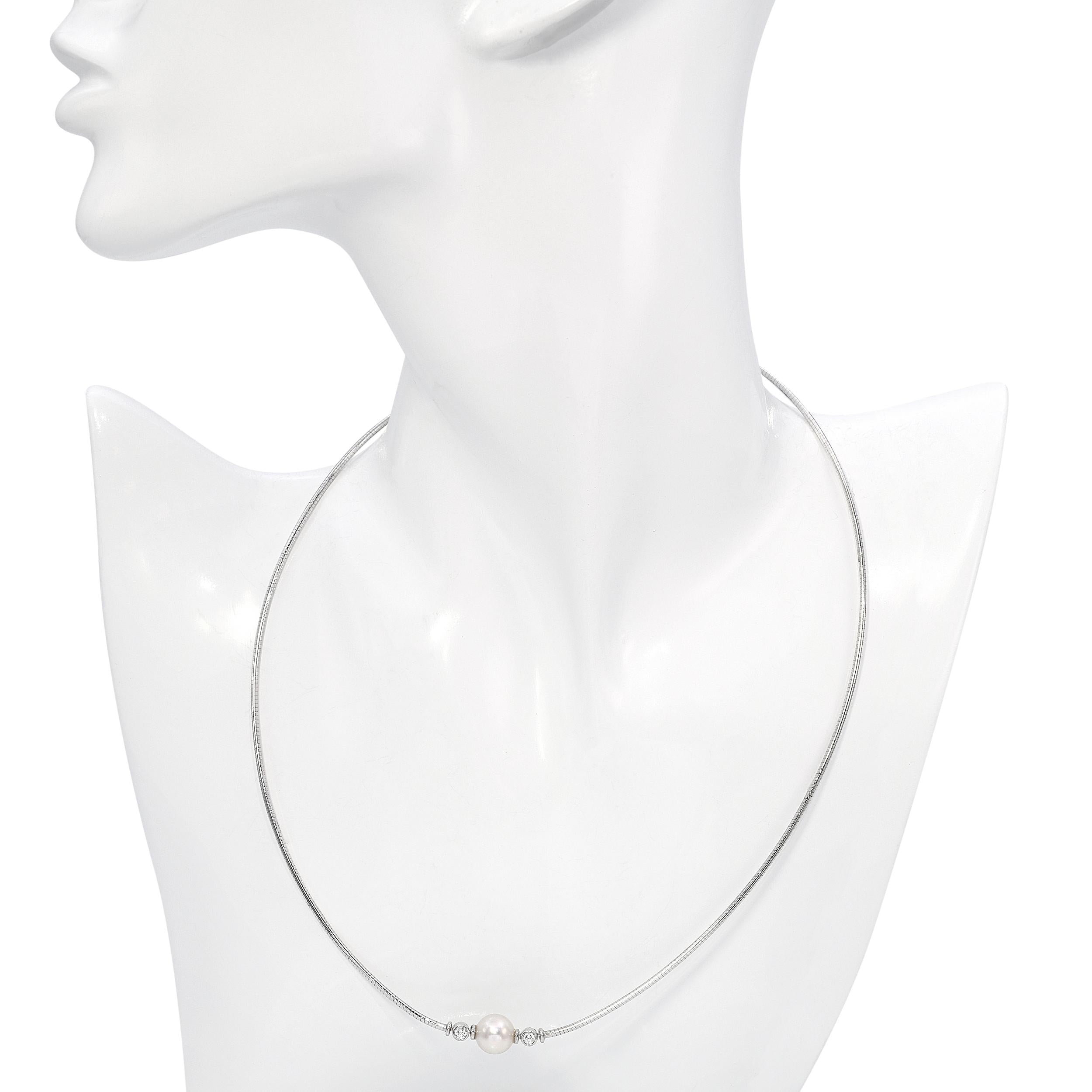 Mikimoto 18k White Gold Pearl and Diamond Necklace