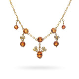 Antique Art Nouveau 9kt Yellow Gold Floral 4.65tcw Citrine and Pearl Necklace