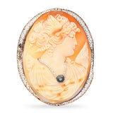 Antique 10k Rose Gold Shell Cameo Victoria the Winged Goddess of Victory Brooch