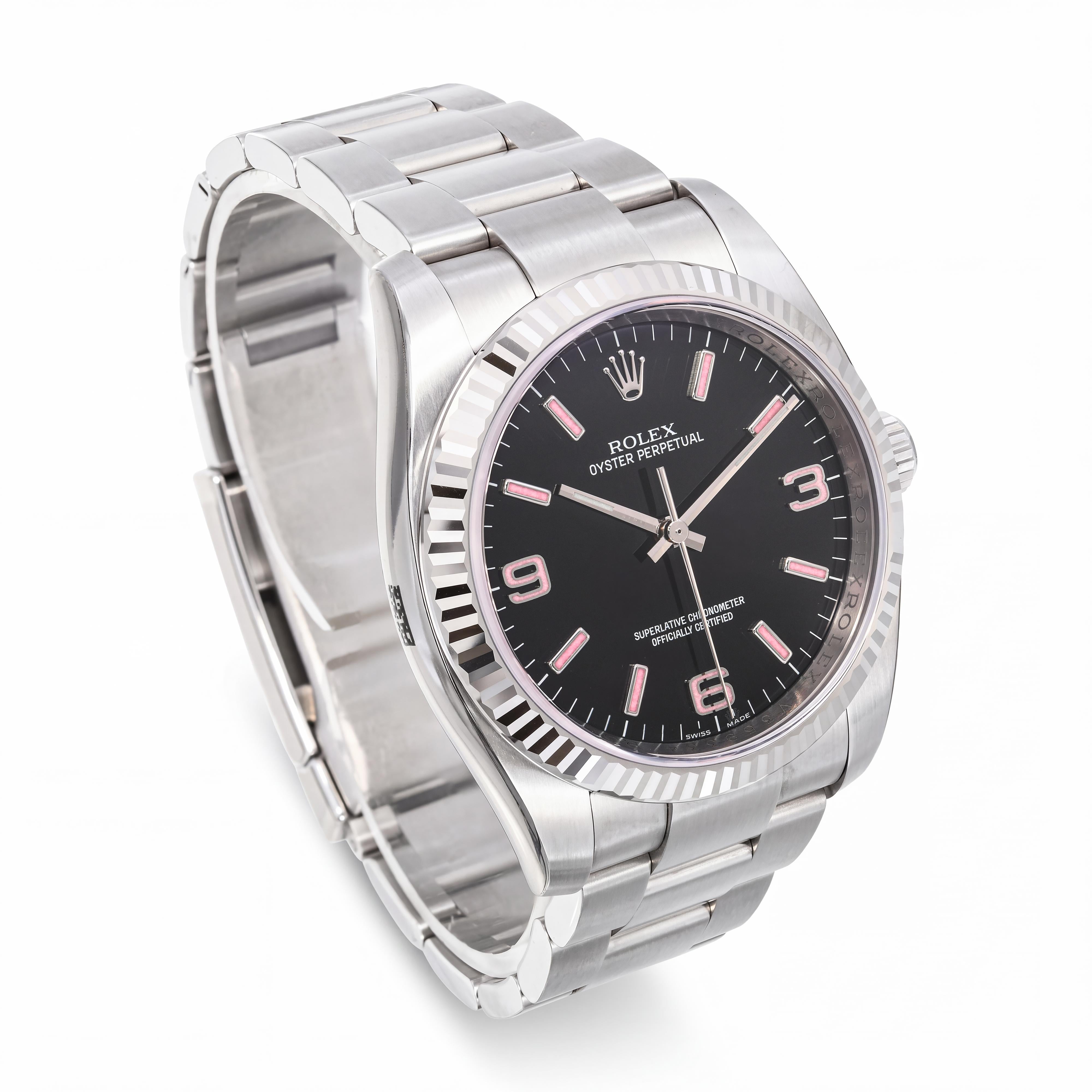 Rolex Oyster Perpetual 36mm Pink Stick Dial Men's Watch Ref 116034
