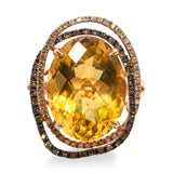 14k Rose Gold 9.25ct Citrine and Diamond Statement Ring