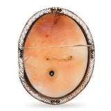 Antique 10k Rose Gold Shell Cameo Victoria the Winged Goddess of Victory Brooch