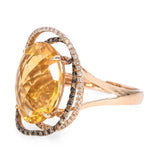 14k Rose Gold 9.25ct Citrine and Diamond Statement Ring