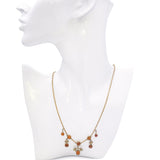 Antique Art Nouveau 9kt Yellow Gold Floral 4.65tcw Citrine and Pearl Necklace