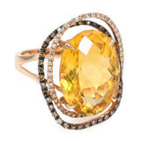 14k Rose Gold 9.25ct Citrine and Diamond Statement Ring
