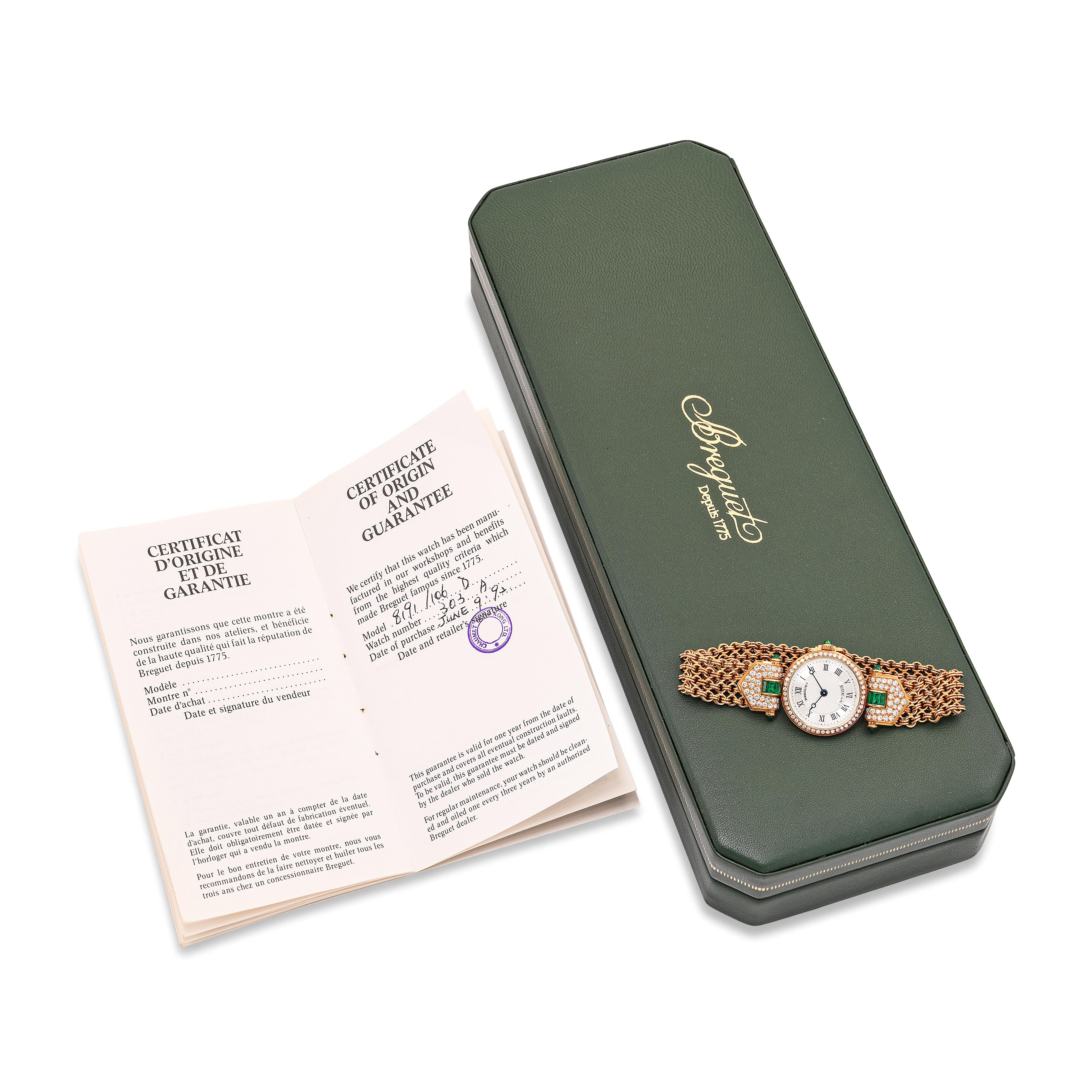 Vintage Breguet 18k Yellow Gold Diamond and Emerald Classique Women's Watch