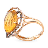 14k Rose Gold 9.25ct Citrine and Diamond Statement Ring