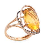 14k Rose Gold 9.25ct Citrine and Diamond Statement Ring
