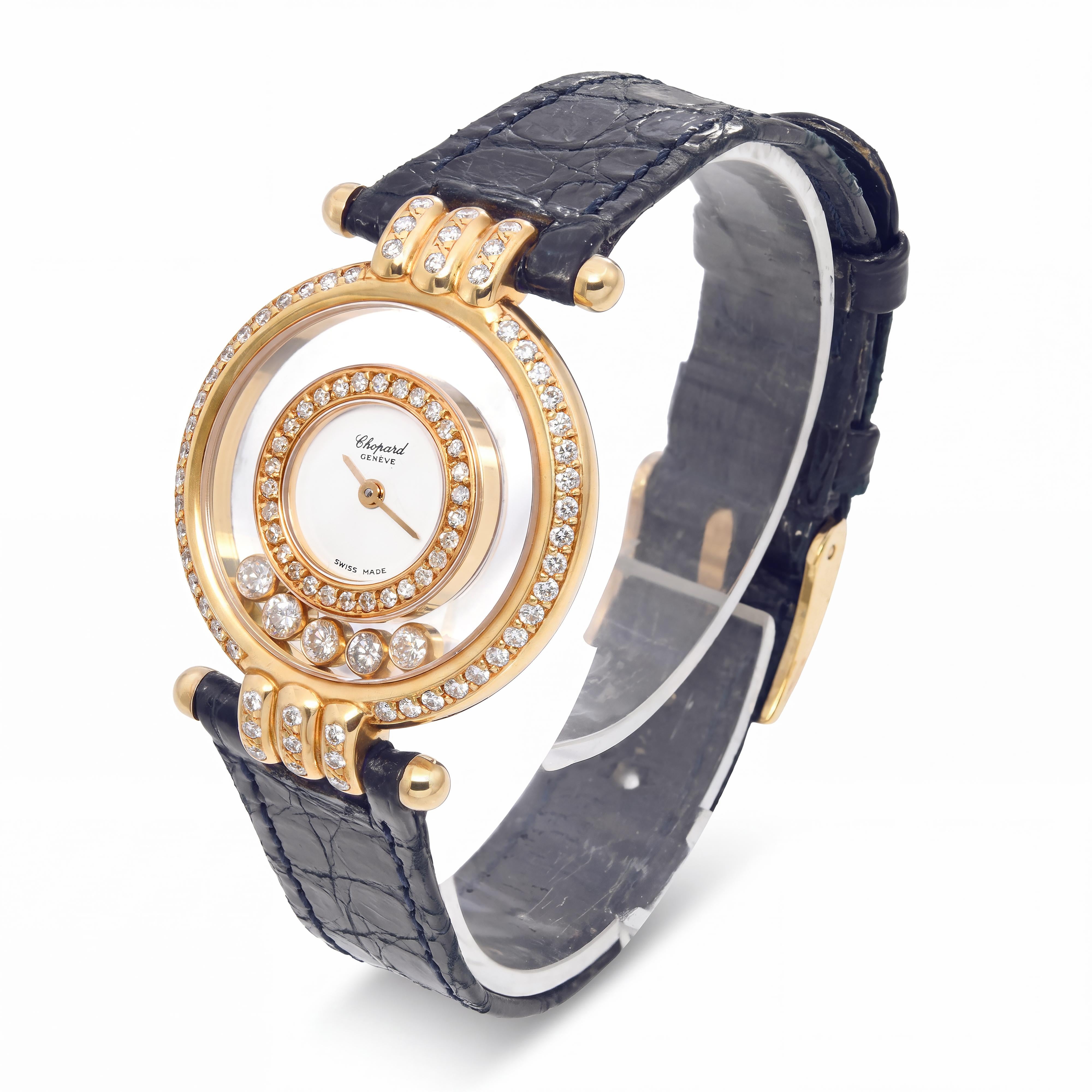 Vintage 1990s Chopard 18k Yellow Gold Happy Diamonds No. 20/5605 Women's Watch