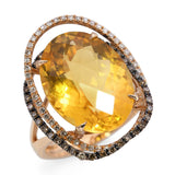 14k Rose Gold 9.25ct Citrine and Diamond Statement Ring