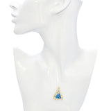 Vintage 14k Yellow Gold 8.95ct Blue Topaz and Diamond Geometric Pendant