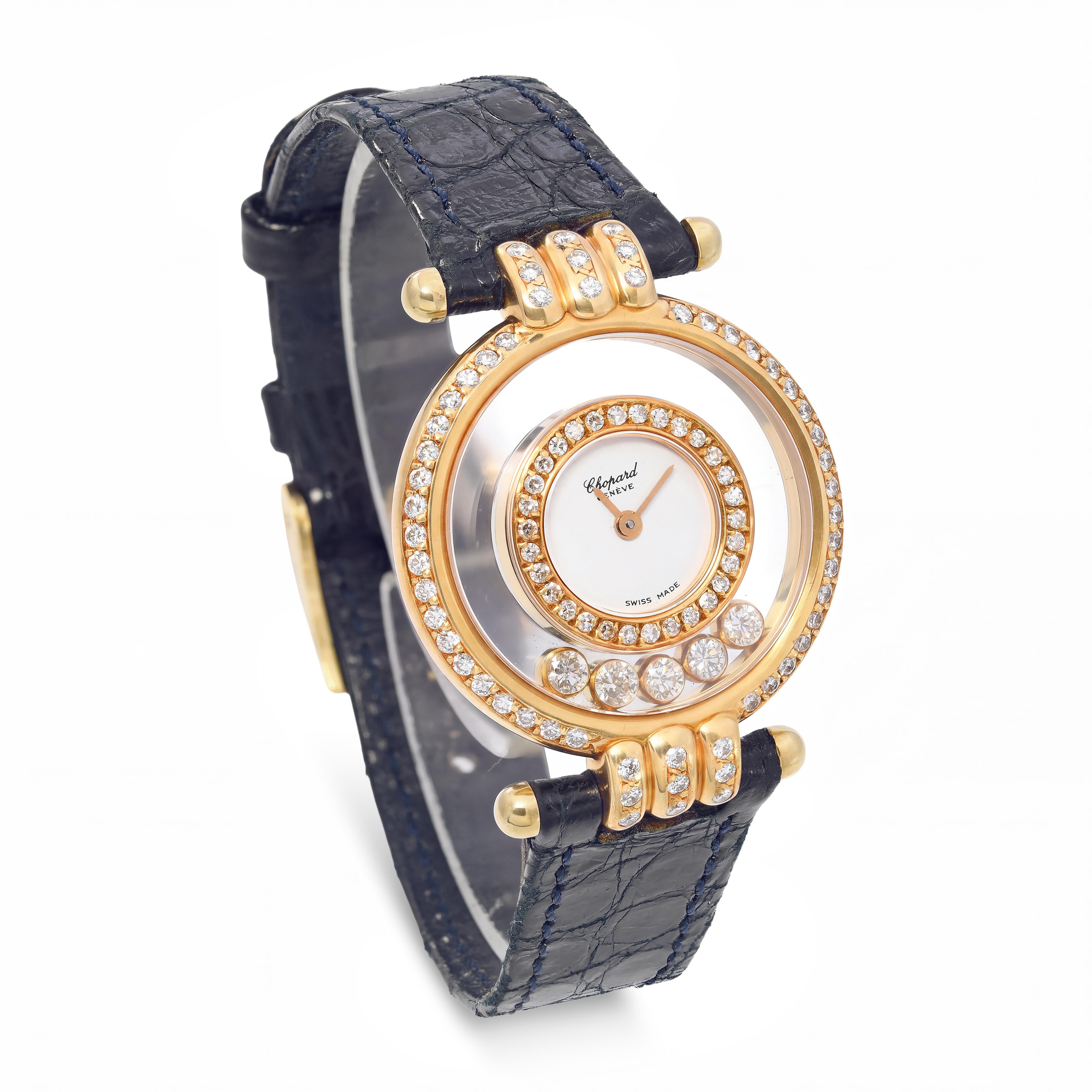 Vintage 1990s Chopard 18k Yellow Gold Happy Diamonds No. 20/5605 Women's Watch