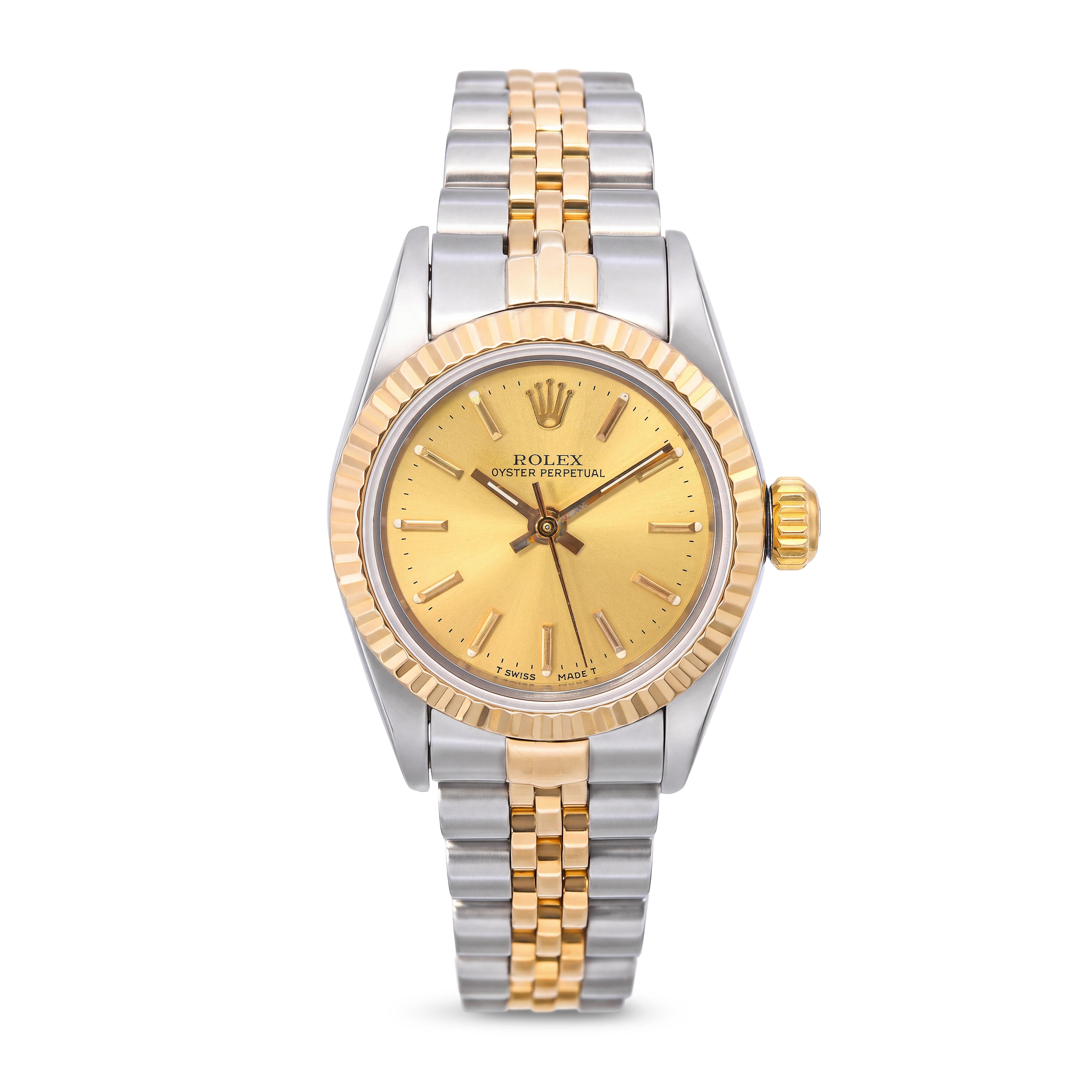 Vintage Rolex Oyster Two Tone 18K Gold Steel Ladies Watch Ref. 67193