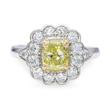 Platinum 1.52ct GIA Fancy Yellow Diamond Engagement Ring