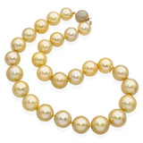 Vintage Yellow Gold Graduated Large Golden South Sea Pearl Necklace