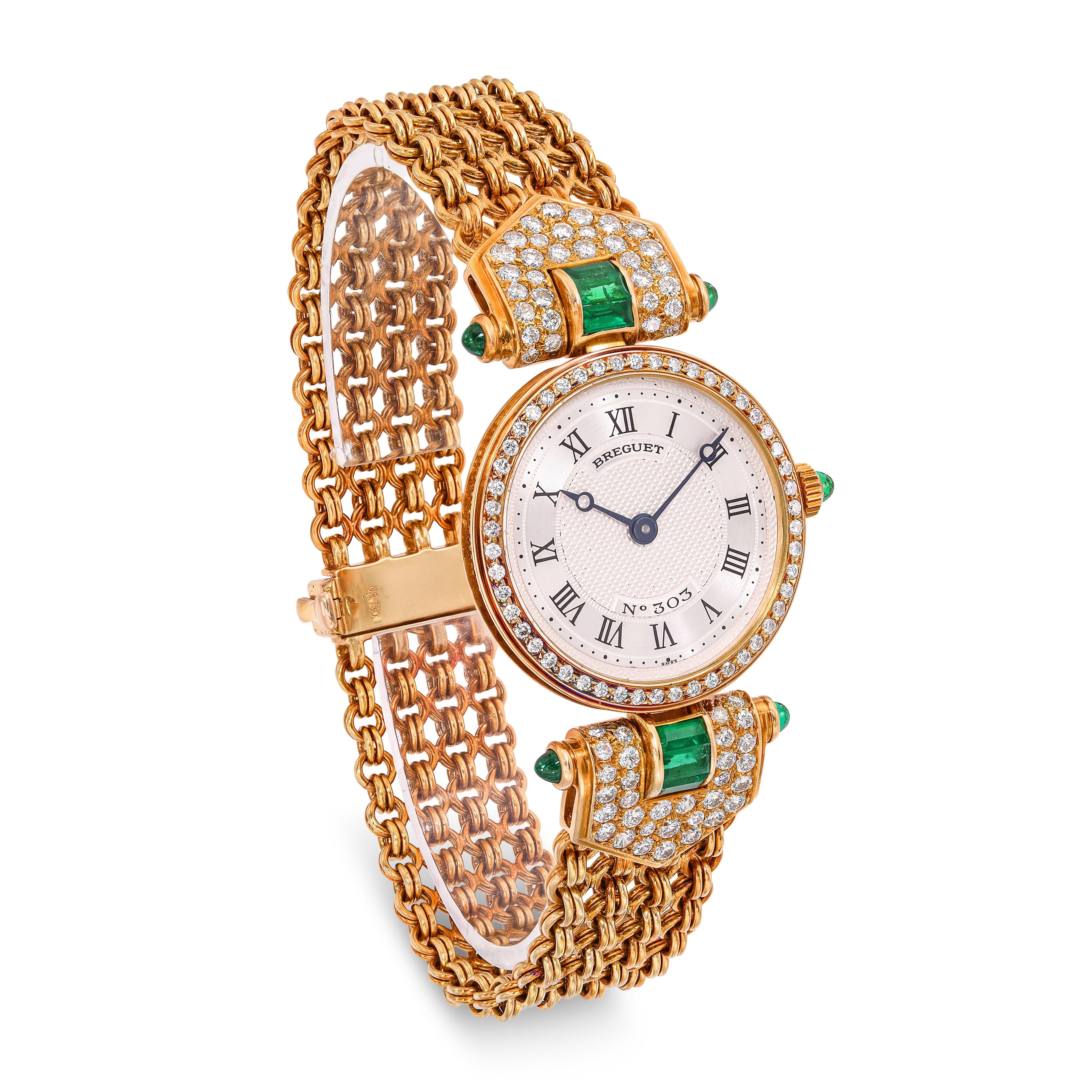 Vintage Breguet 18k Yellow Gold Diamond and Emerald Classique Women's Watch