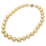 Vintage Yellow Gold Graduated Large Golden South Sea Pearl Necklace