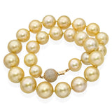 Vintage Yellow Gold Graduated Large Golden South Sea Pearl Necklace