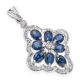 Vintage 14k White Gold 0.25tcw Diamond and 1.63tcw Sapphire Pendant