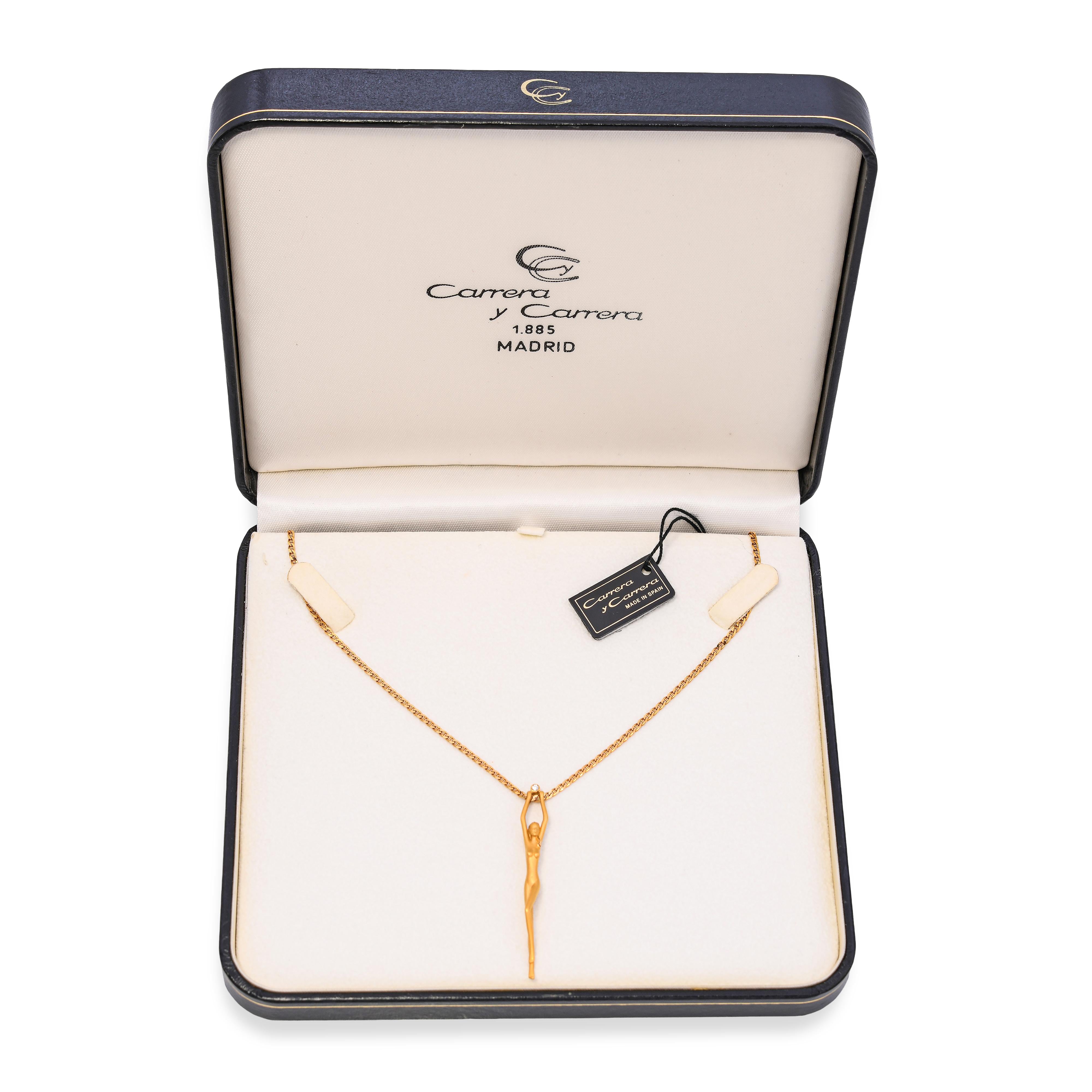 Carrera Y Carrera 18k Yellow Gold Nude Woman With Diamond Pendant Necklace