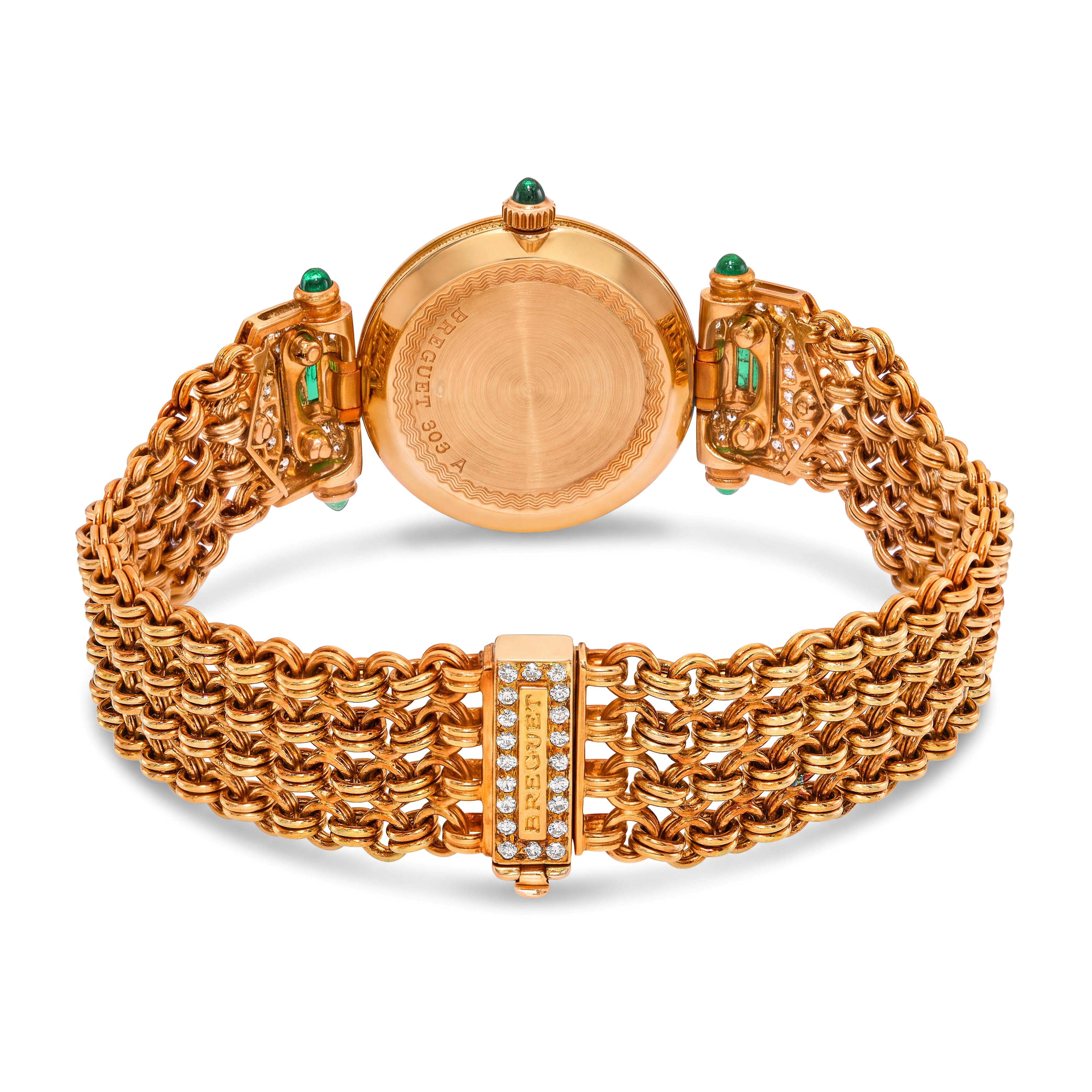 Vintage Breguet 18k Yellow Gold Diamond and Emerald Classique Women's Watch