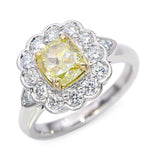 Platinum 1.52ct GIA Fancy Yellow Diamond Engagement Ring