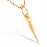 Carrera Y Carrera 18k Yellow Gold Nude Woman With Diamond Pendant Necklace
