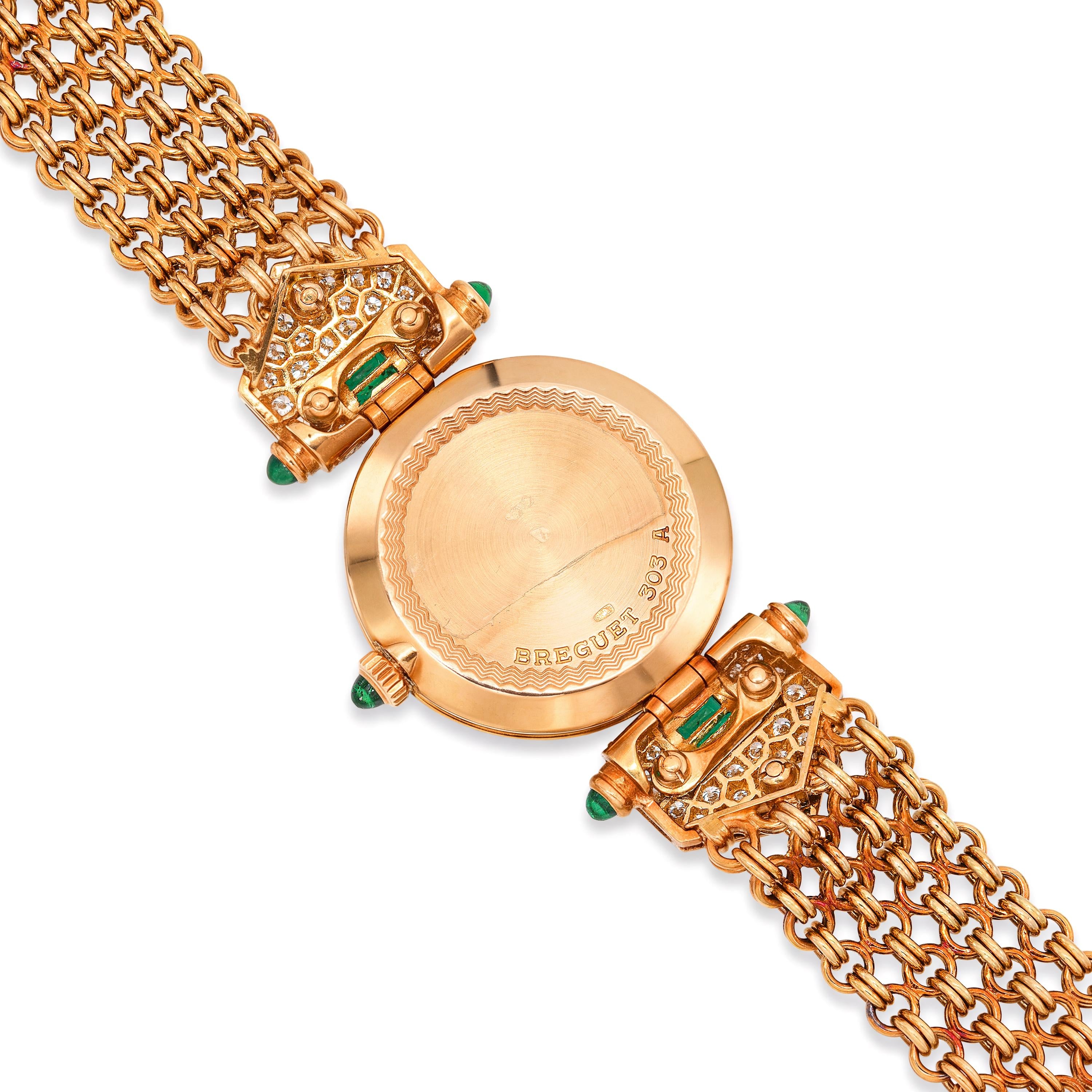 Vintage Breguet 18k Yellow Gold Diamond and Emerald Classique Women's Watch