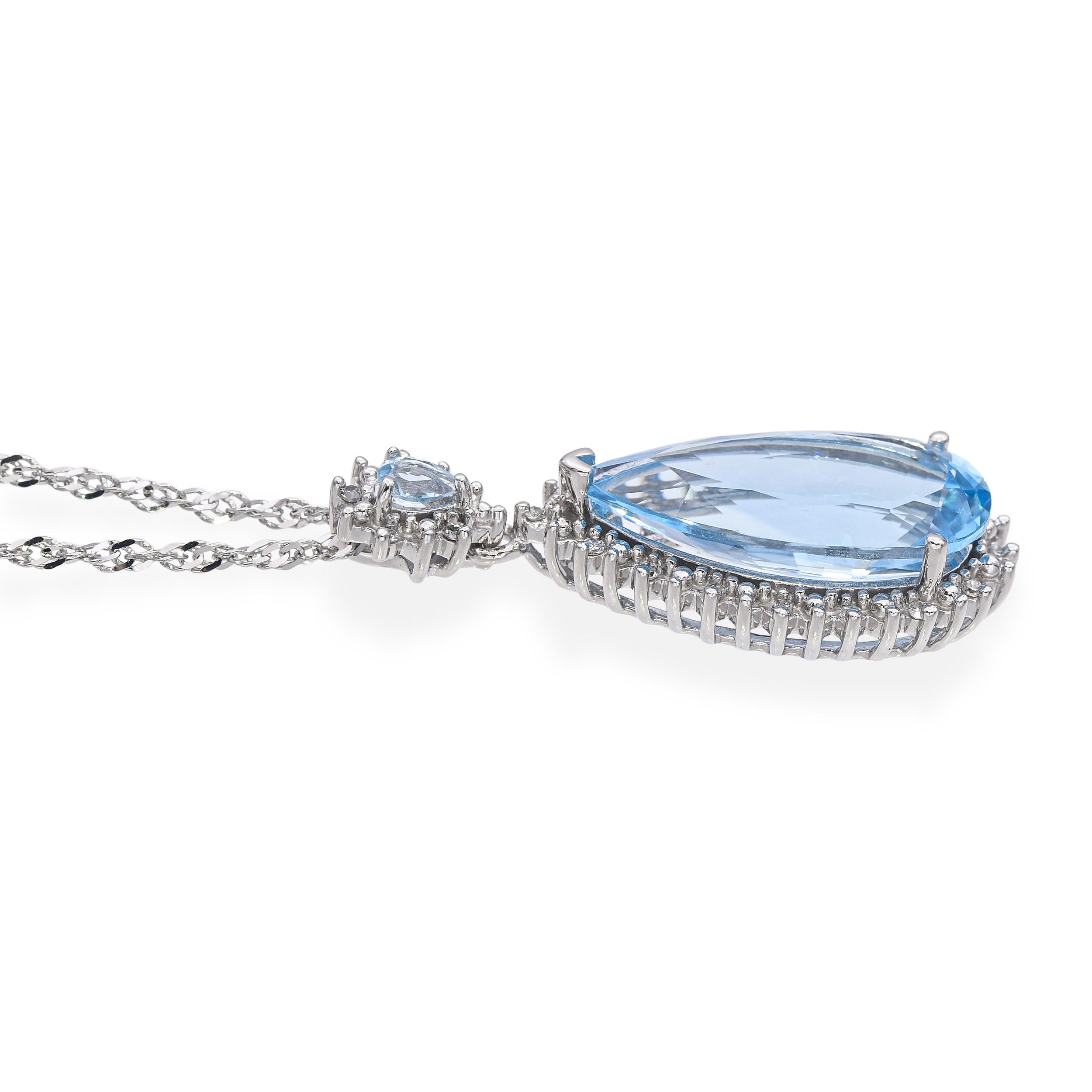 14k White Gold 10.05tcw Blue Topaz and Diamond Necklace