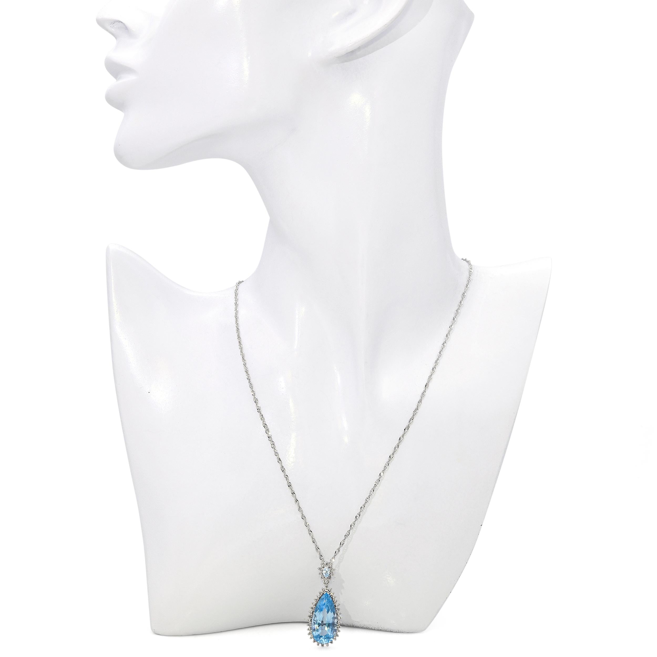 14k White Gold 10.05tcw Blue Topaz and Diamond Necklace