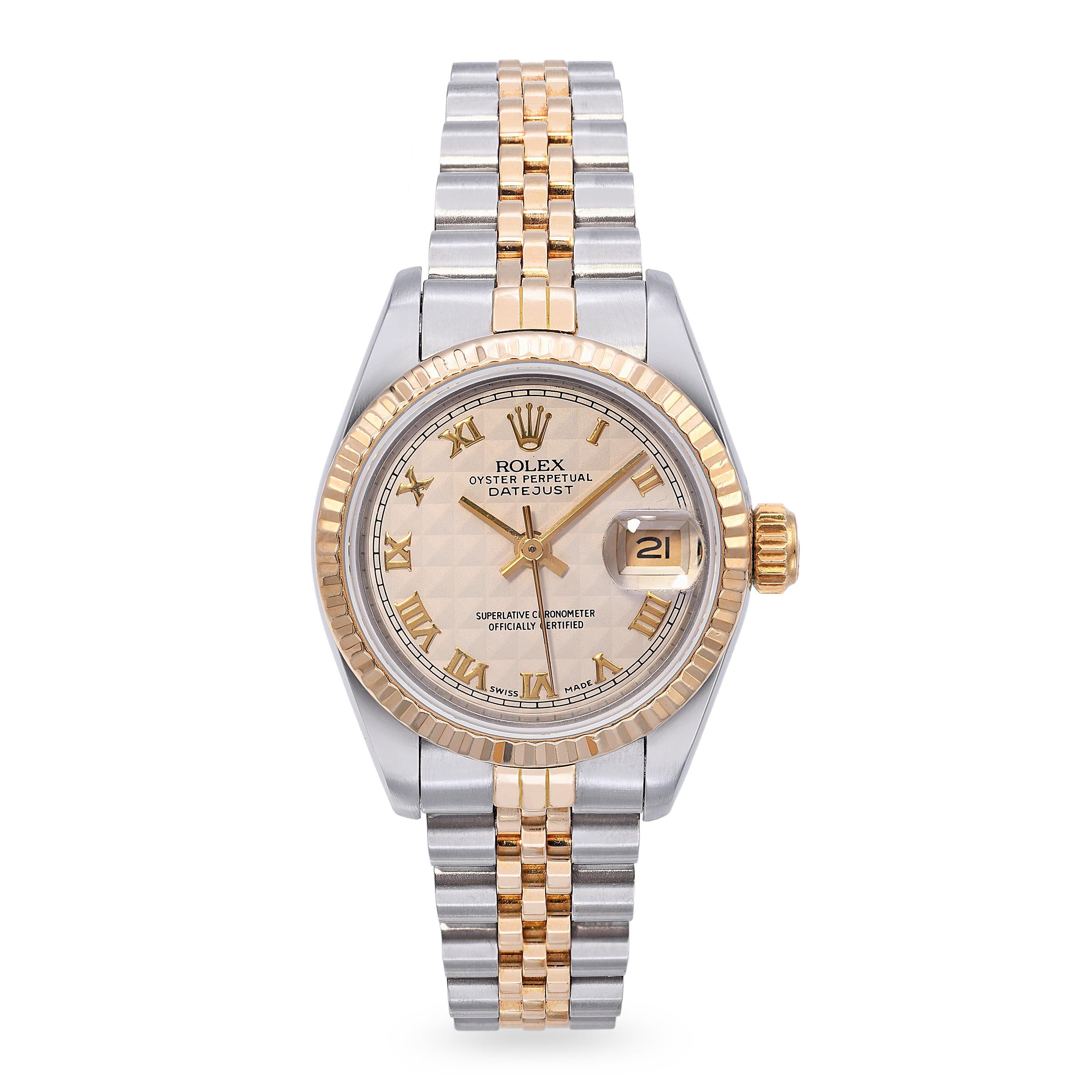 Rolex Datejust Two-Tone Pyramid Dial Women's Watch Ref 69173 – Blue ...