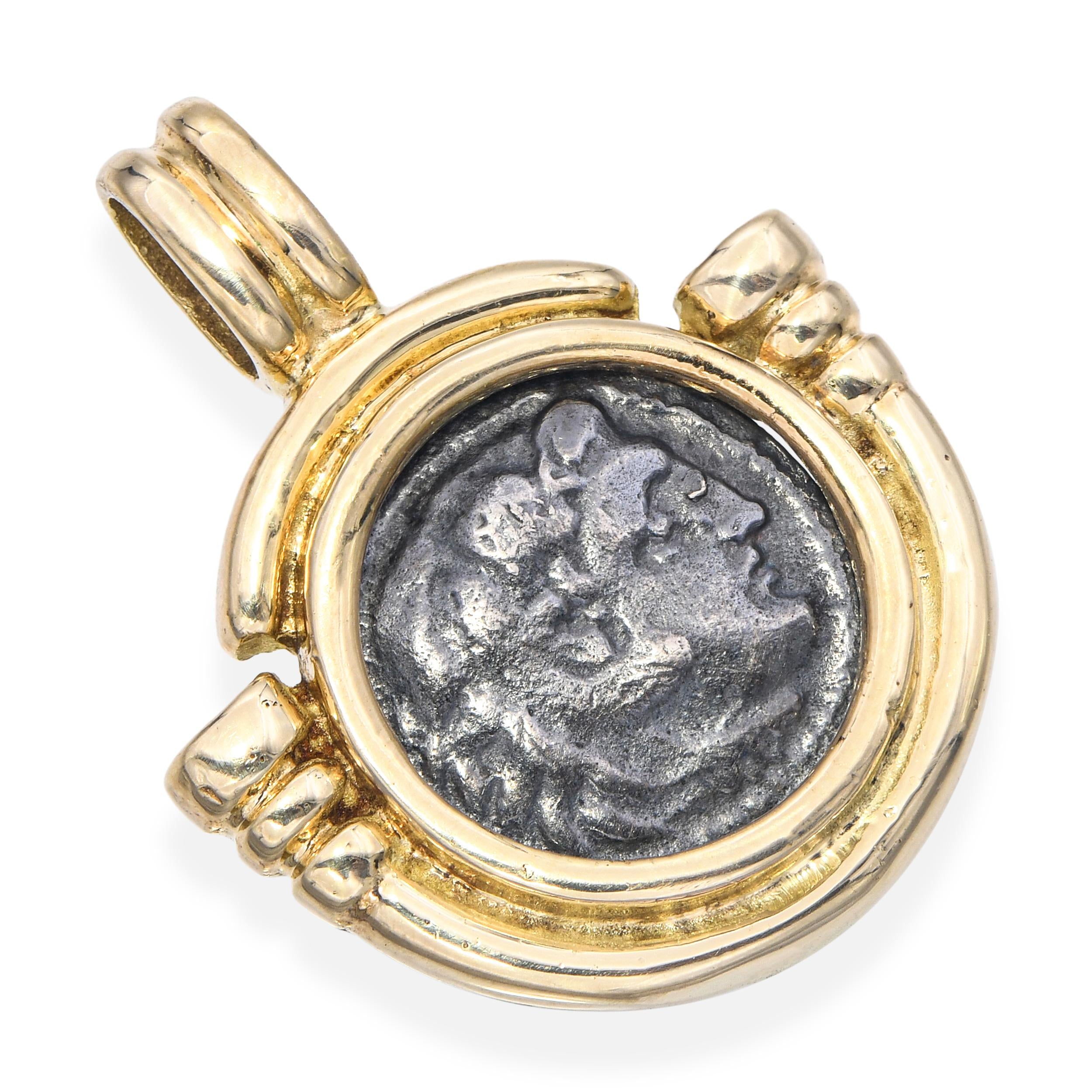 Vintage 14k Yellow Gold Ancient Roman Coin Pendant