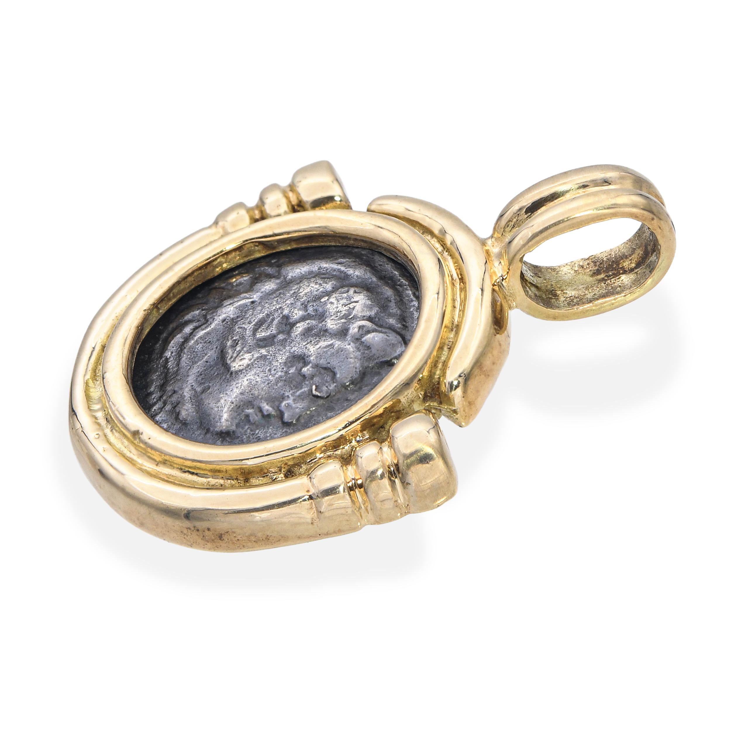 Vintage 14k Yellow Gold Ancient Roman Coin Pendant