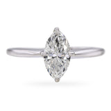 Vintage 14k White Gold 0.81ct Marquise Diamond Solitaire Ring