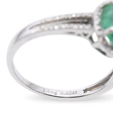 Vintage 14k White Gold 3.75ct Emerald Cabochon and 0.22tcw Diamond Ring