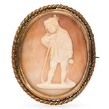 Antique Gold Vermeil Shell Cameo "Metaphor for winter" Brooch