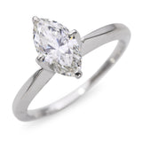 Vintage 14k White Gold 0.81ct Marquise Diamond Solitaire Ring