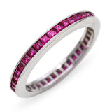 Vintage 14k White Gold Ruby Channel Set Eternity Band Ring