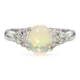 Platinum 1.27ct Jelly Opal and Diamond Ring