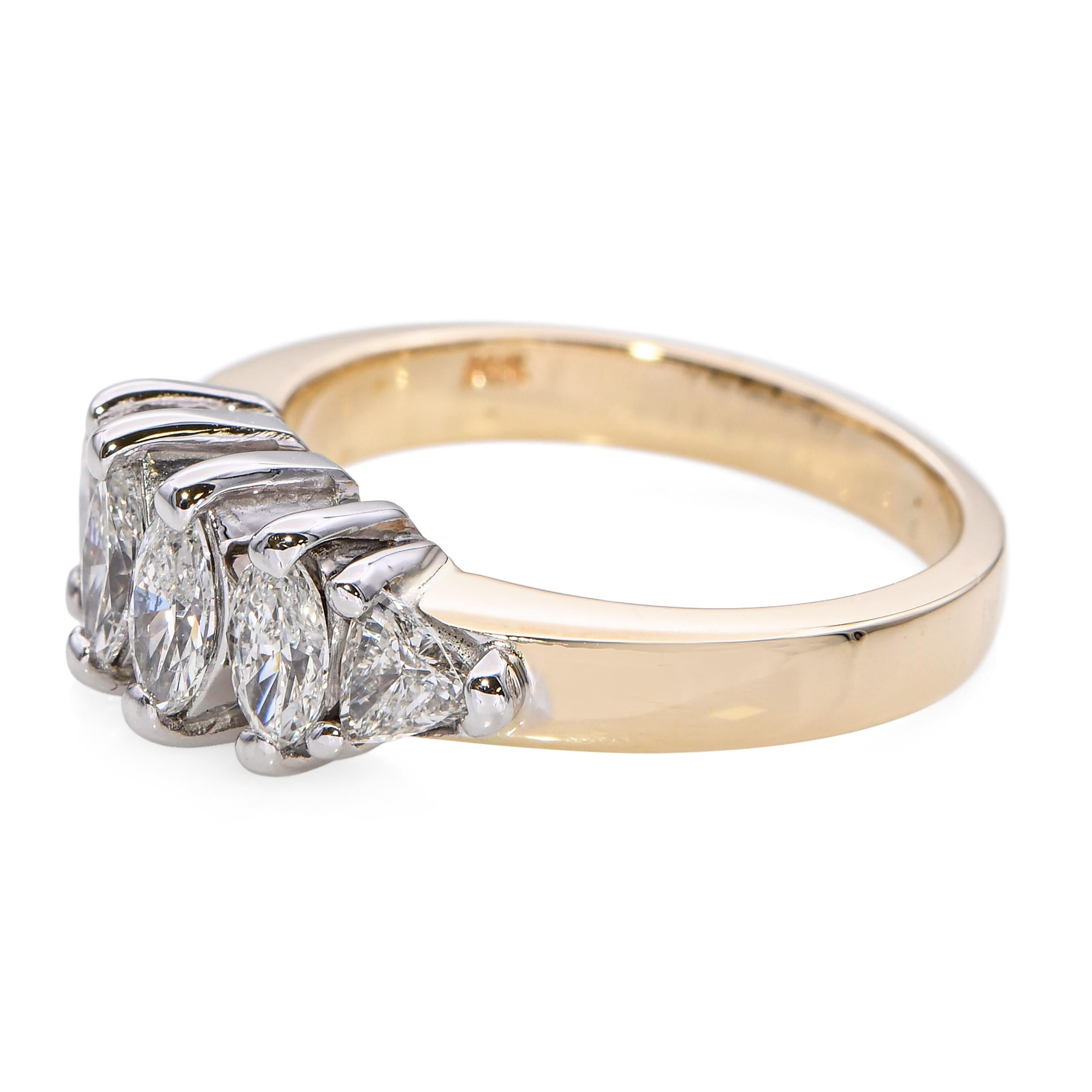 14k Yellow Gold 1.1tcw Marquise Diamond 6 Stone Ring