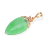 Vintage 18k Yellow Gold Diamond and Jadeite Jade Drop Pendant