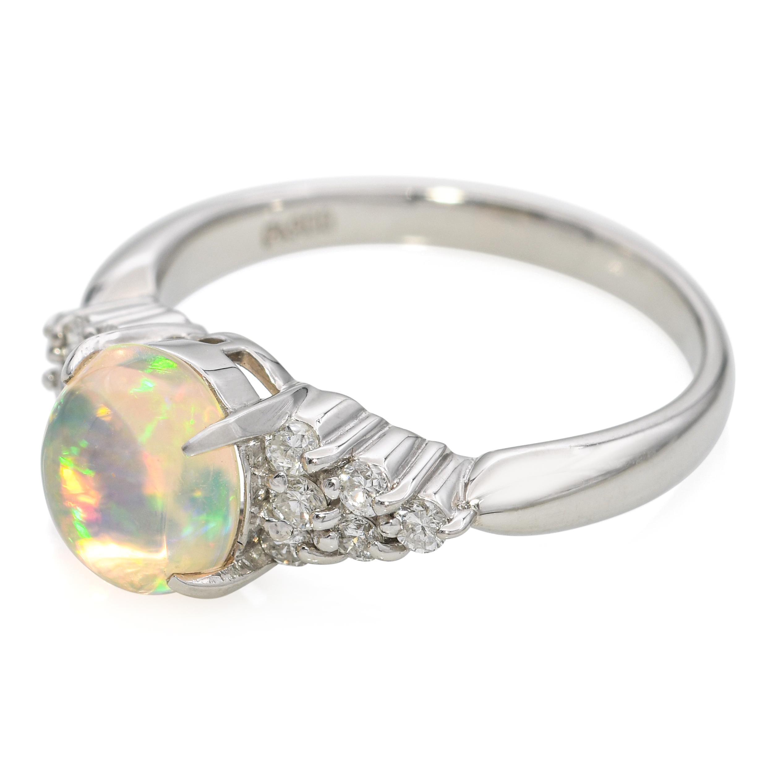 Platinum 1.27ct Jelly Opal and Diamond Ring