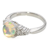 Platinum 1.27ct Jelly Opal and Diamond Ring