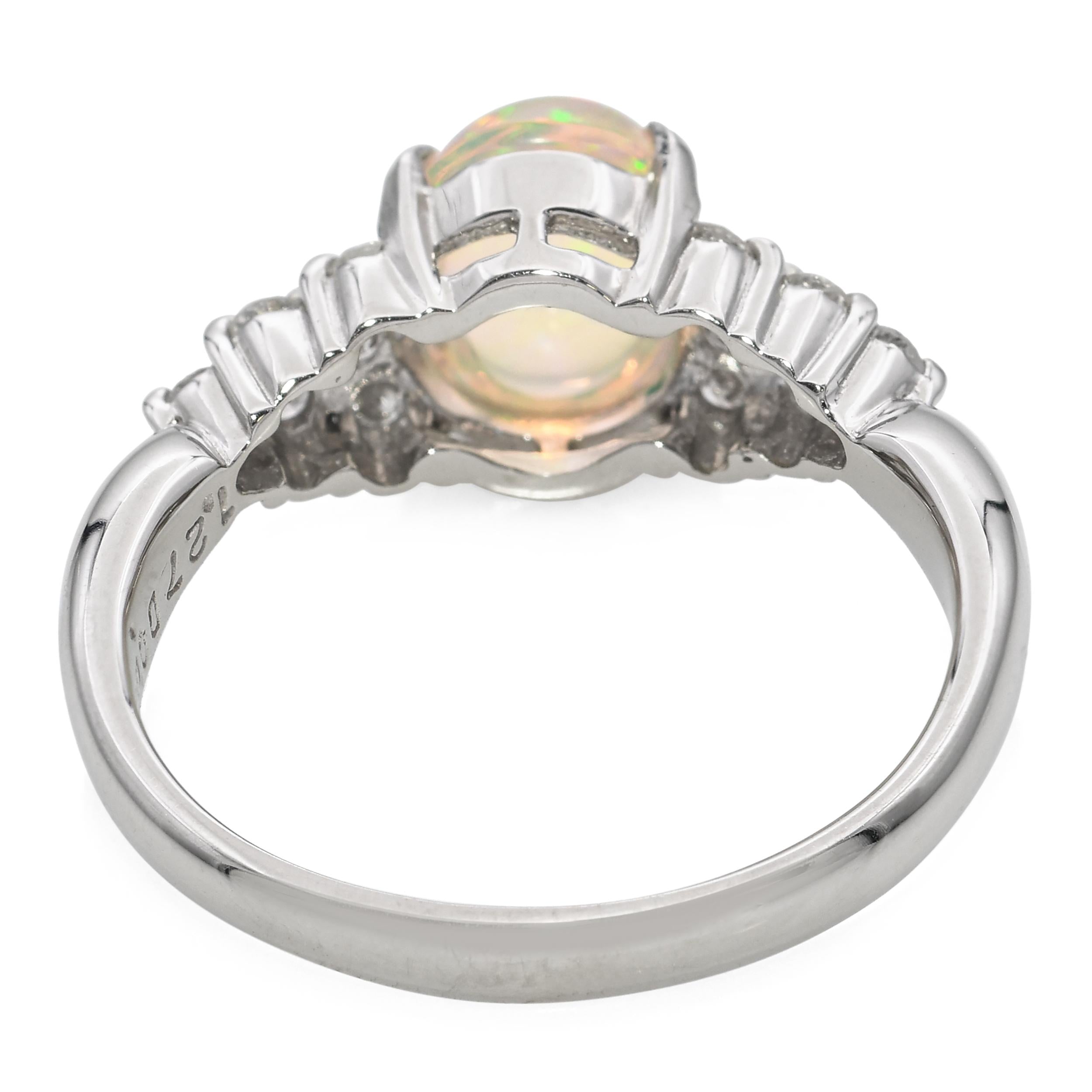 Platinum 1.27ct Jelly Opal and Diamond Ring
