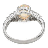 Platinum 1.27ct Jelly Opal and Diamond Ring