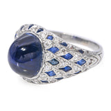 Vintage Platinum GIA 5.28ct Cambodian No Heat Sapphire and Diamond Ring