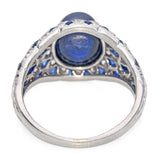 Vintage Platinum GIA 5.28ct Cambodian No Heat Sapphire and Diamond Ring