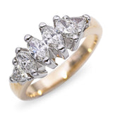 14k Yellow Gold 1.1tcw Marquise Diamond 6 Stone Ring