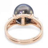 14k Yellow Gold 11.52mm Tahitian Pearl and Diamond Ring